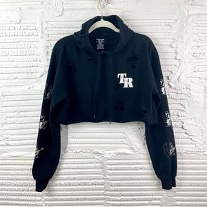 True Religion Black Cropped Hoodie